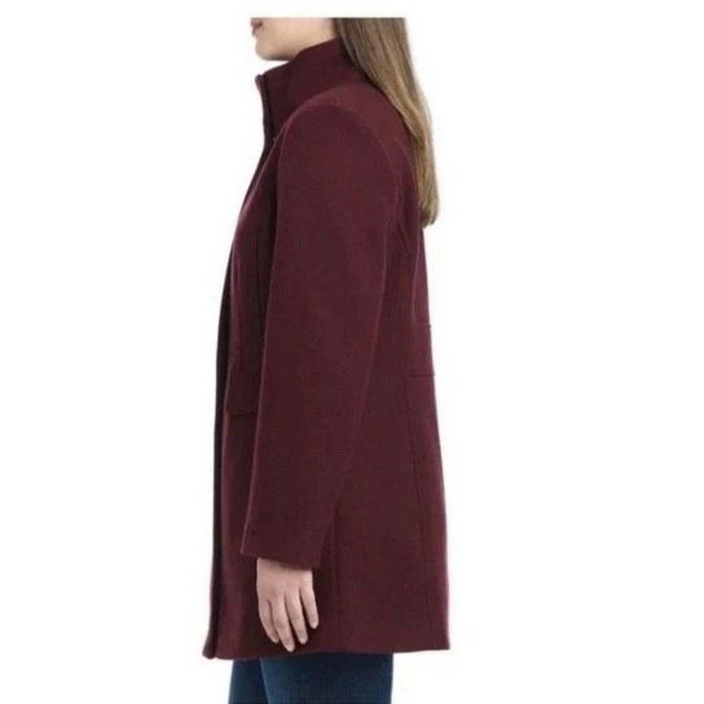 NWT Vince Camuto Women's M Funnel Neck Pea Coat Dark Red PolyesterBlend - Picture 4 of 11